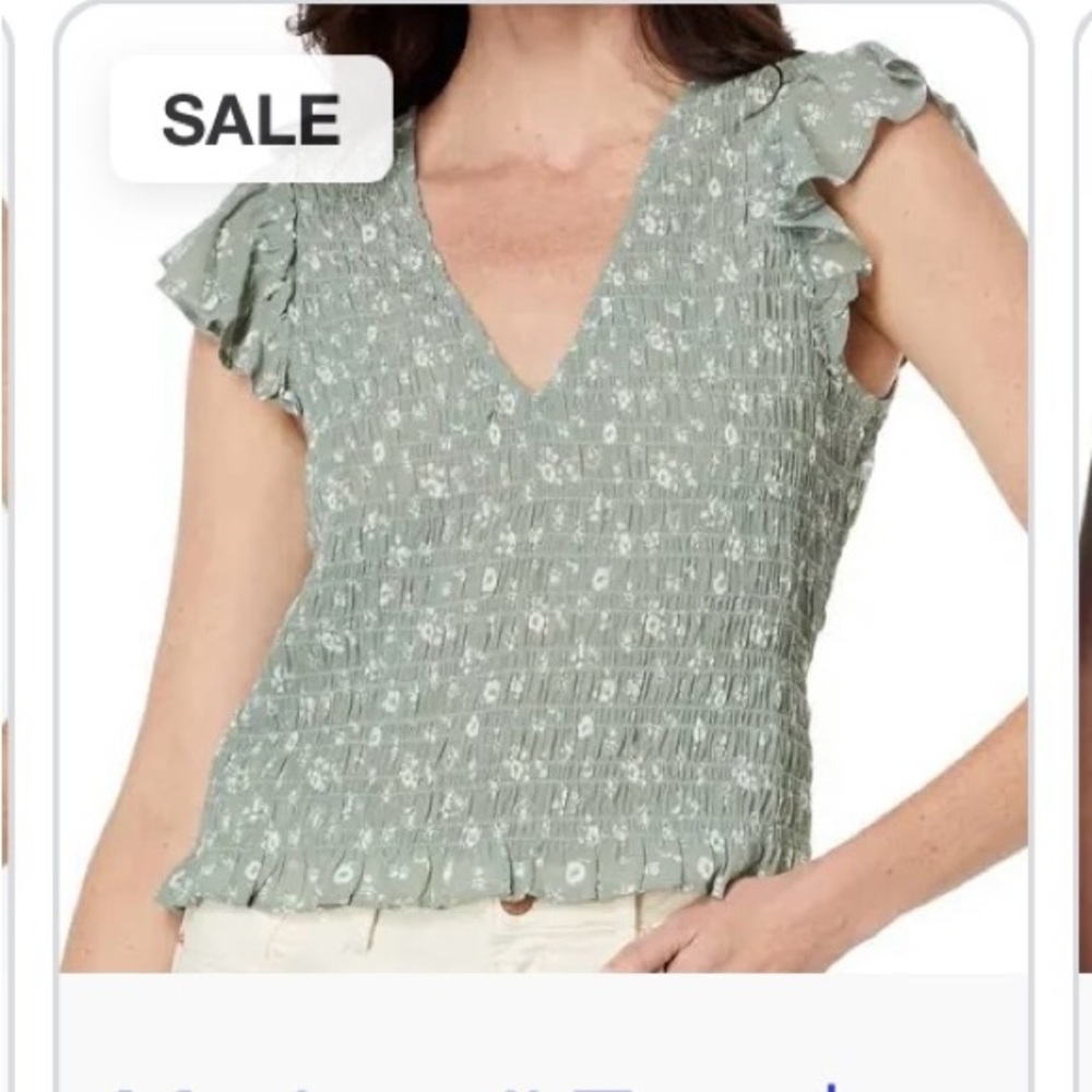 Madewell Sage Green Ruffle Sleeve Blouse
